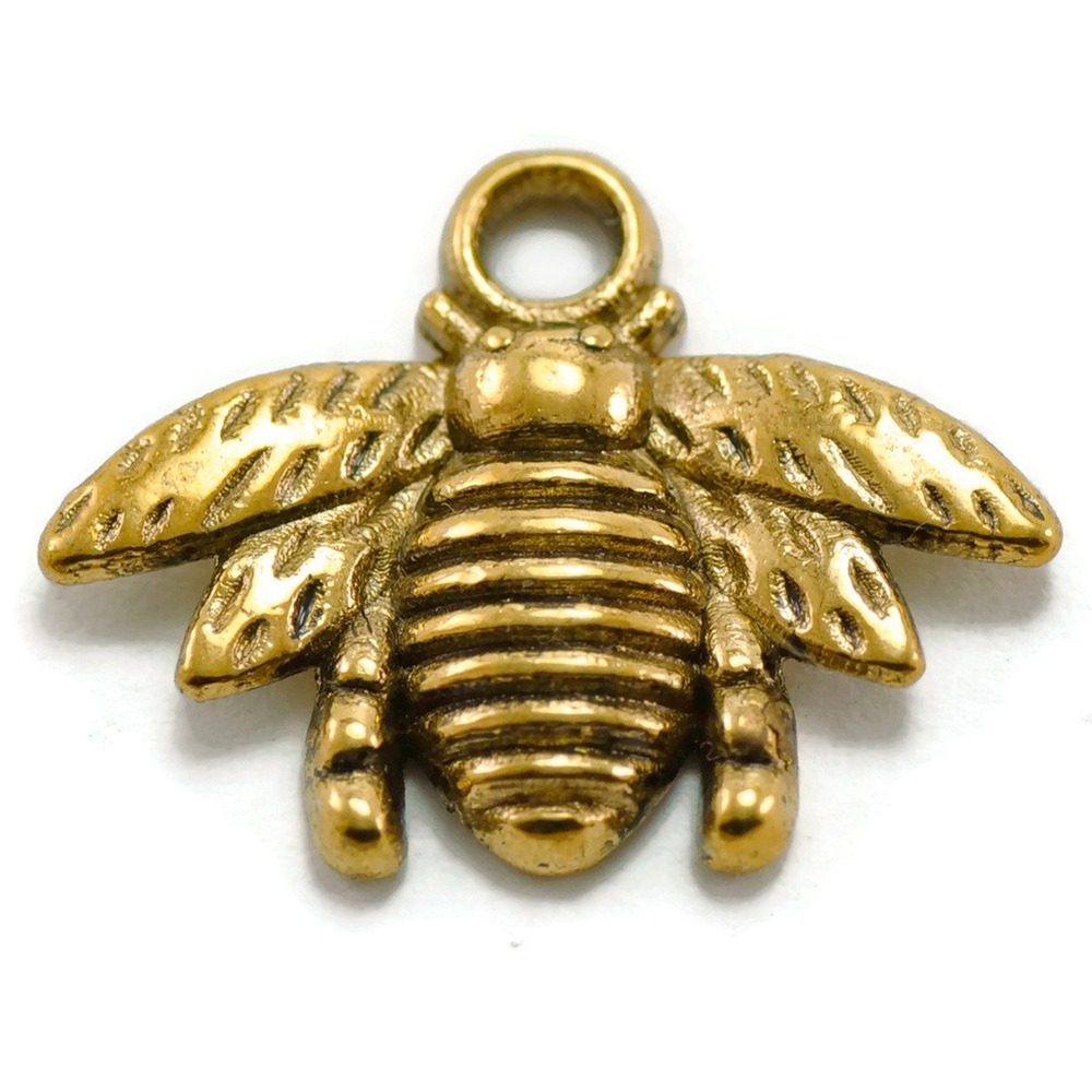 10pcs‎ Bee Charms for jewelry making, goldtone metal